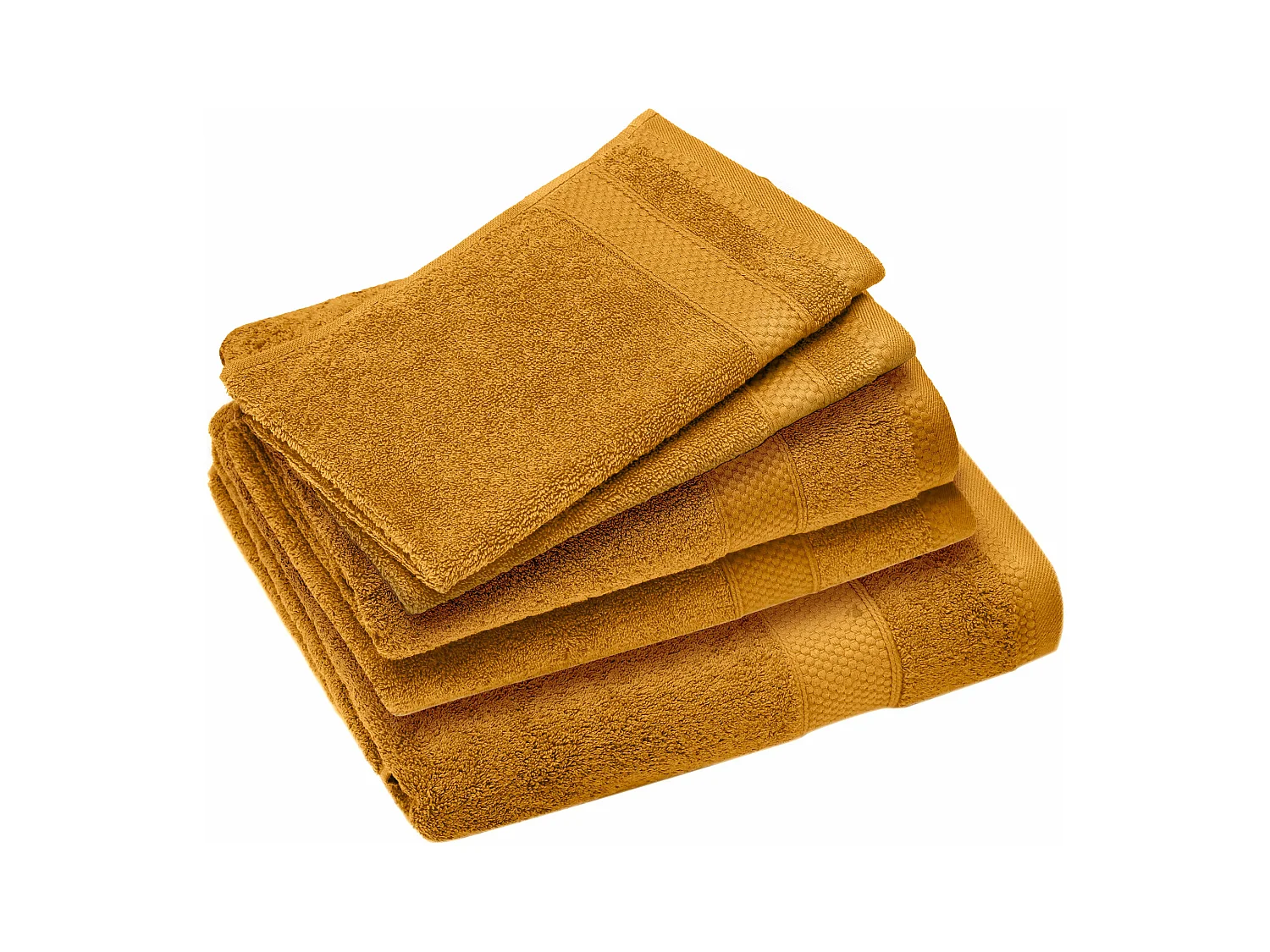 Parure de bain coton 550 g/m2 NAÏA par lot de 5 jaune Cumin