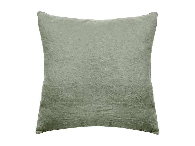 Taie d'oreiller 65x65 cm pur coton lavé PALACE vert sauge