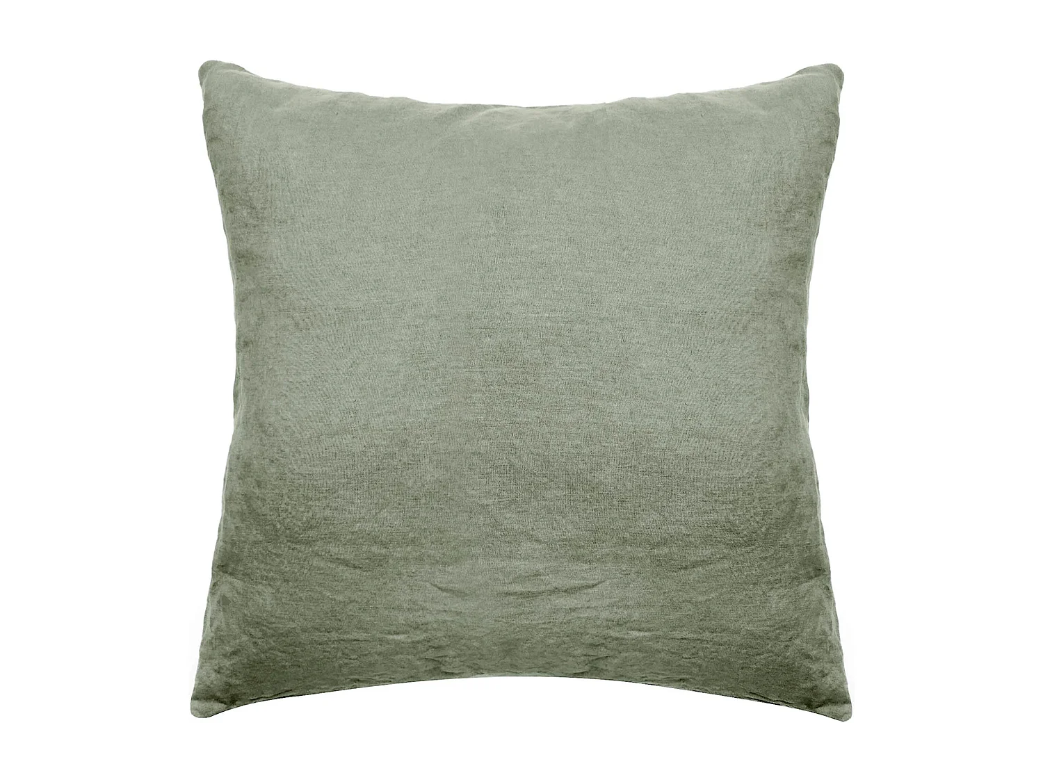 Taie d'oreiller PALACE pur coton lavé 65x65 cm uni vert sauge