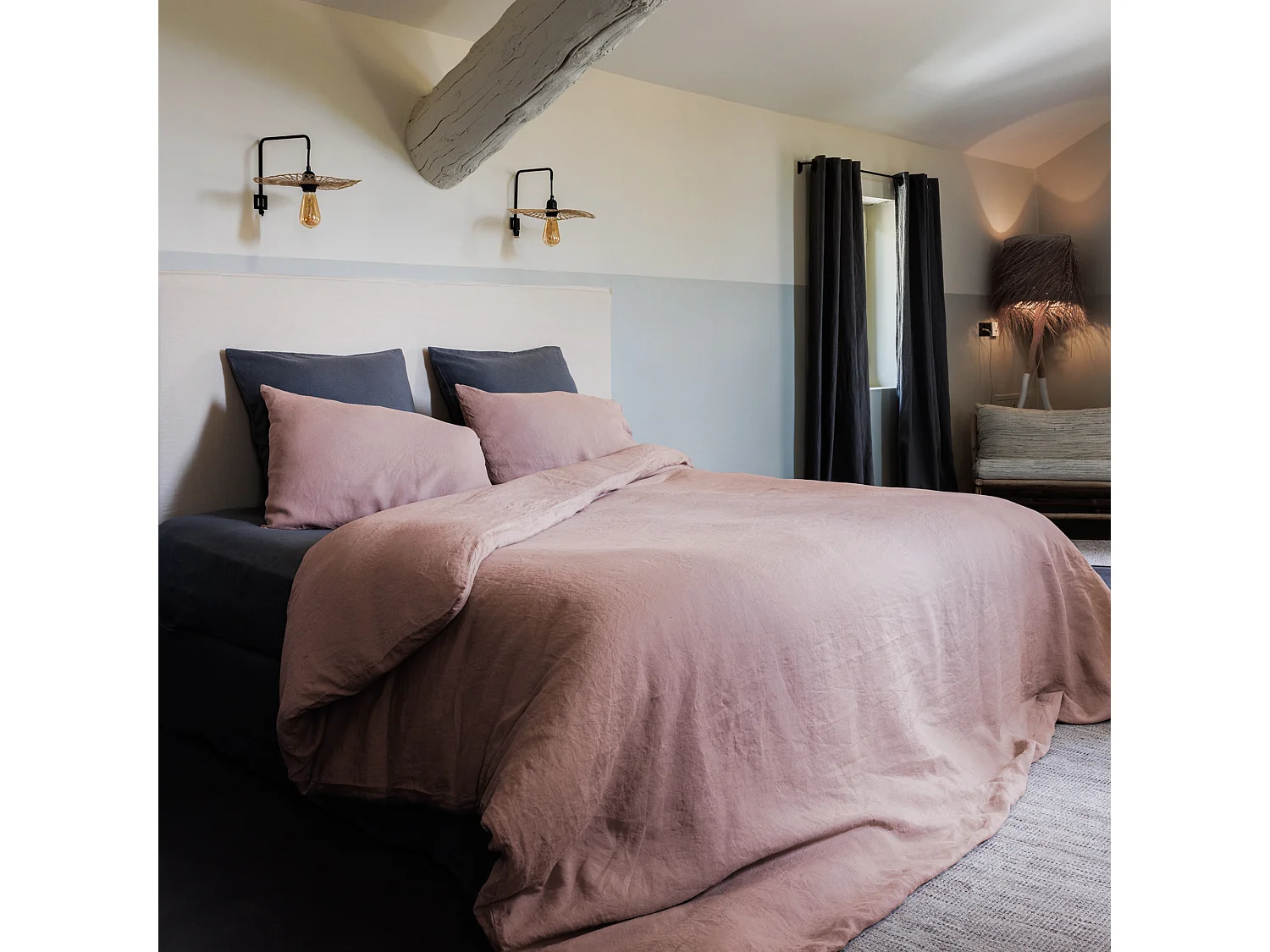 Housse de couette lin et coton 260x240 cm collection OPERA rose