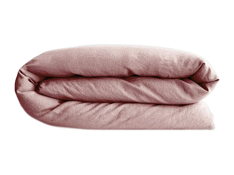 Housse de couette PALACE pur coton lavé 140x200 cm uni rose