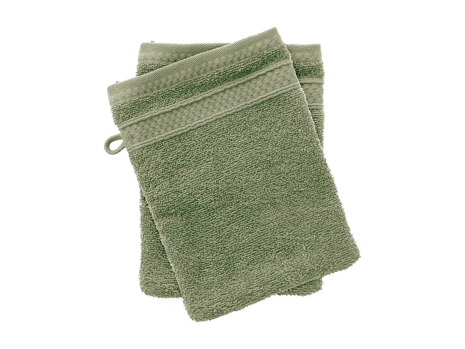 Lot de 2 gants de toilette coton 550 g/m2 NAÏA vert Olive