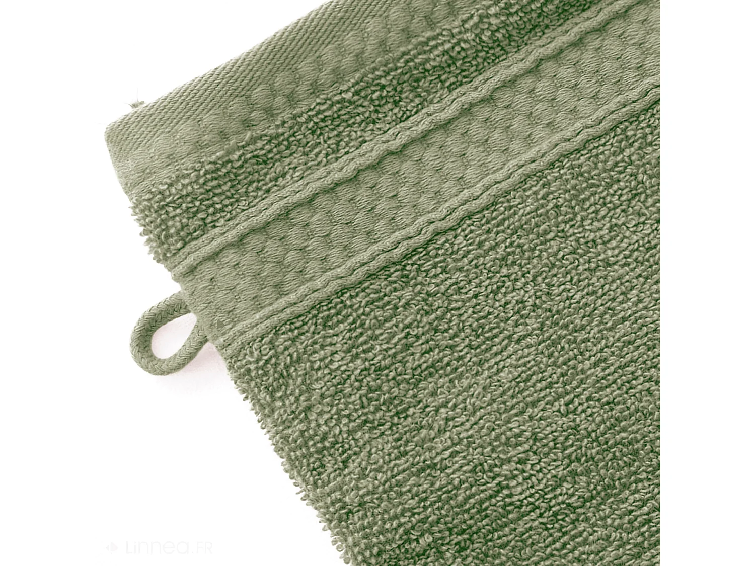 Lot de 2 gants de toilette coton 550 g/m2 NAÏA vert Olive