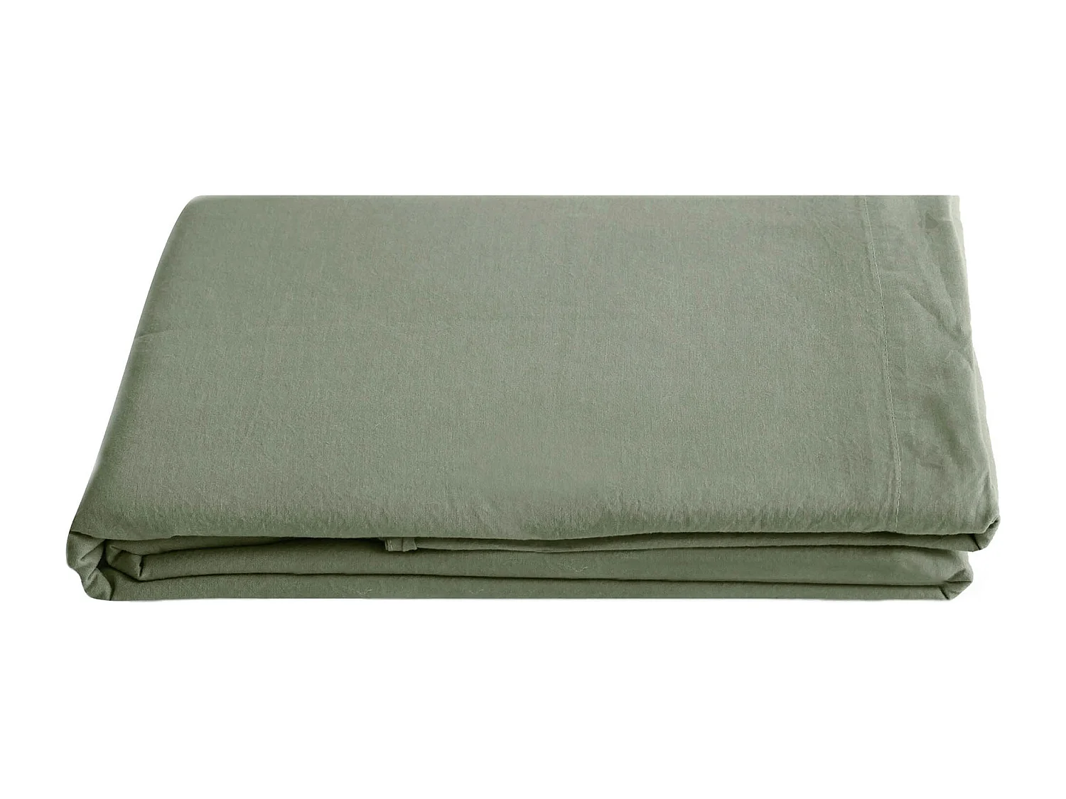 Drap plat PALACE pur coton lavé 240x290 cm uni vert sauge