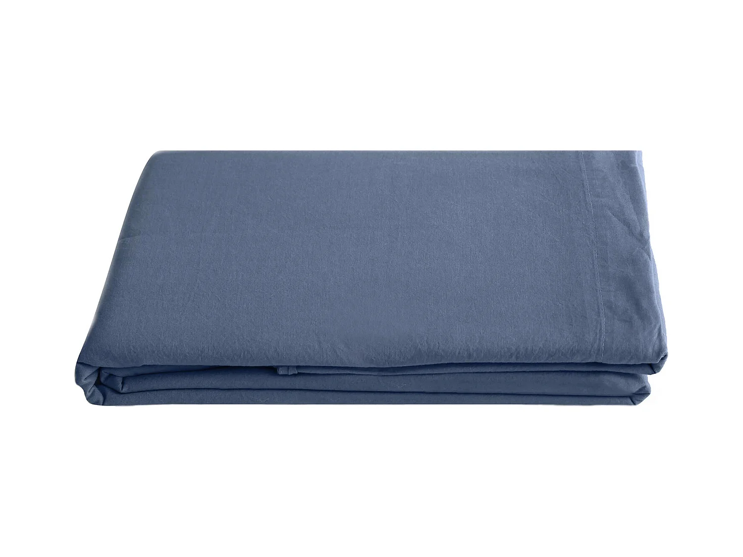 Drap plat 270x290 cm pur coton lavé PALACE bleu indigo