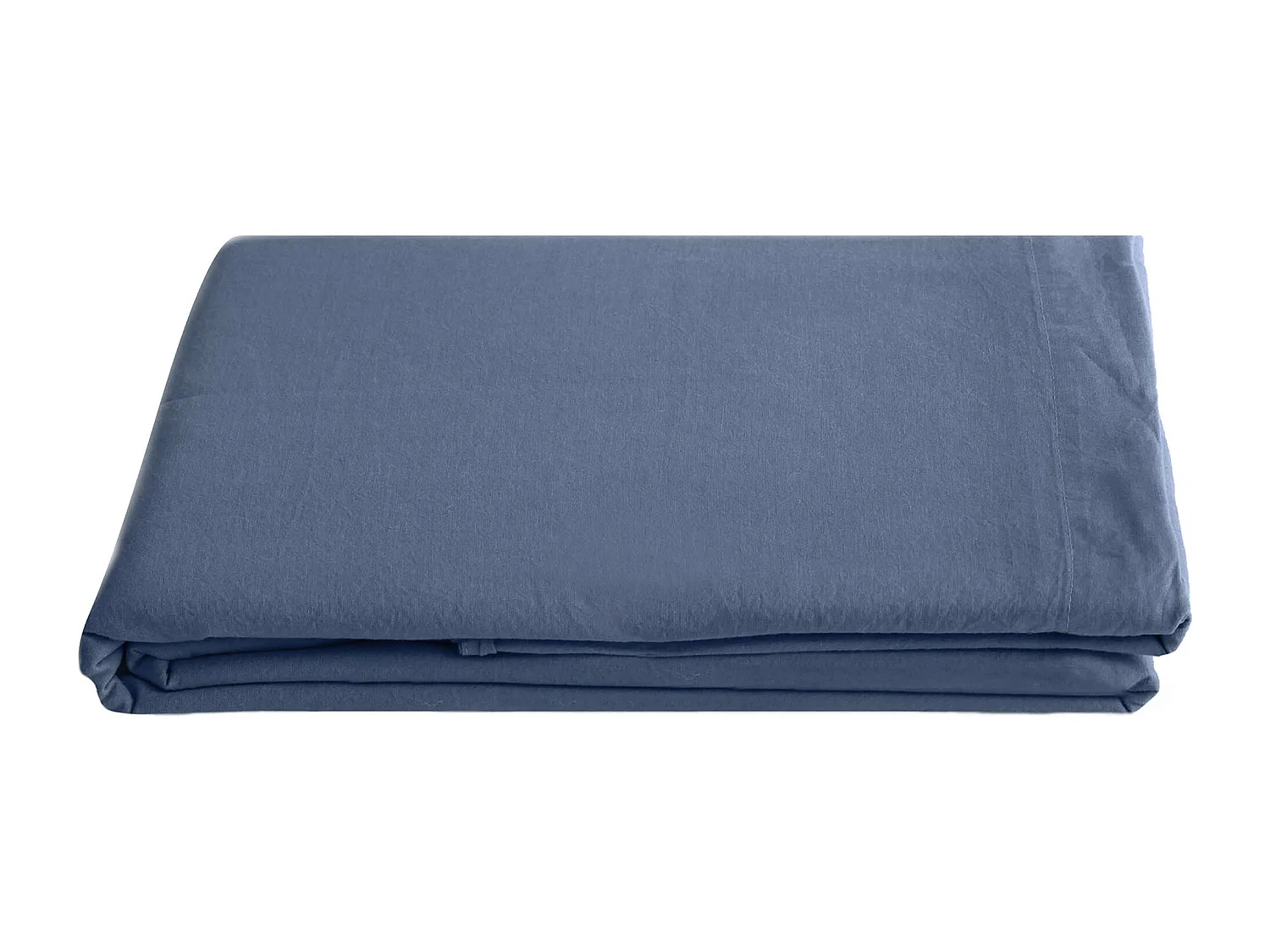 Drap plat PALACE pur coton lavé 270x290 cm uni bleu indigo