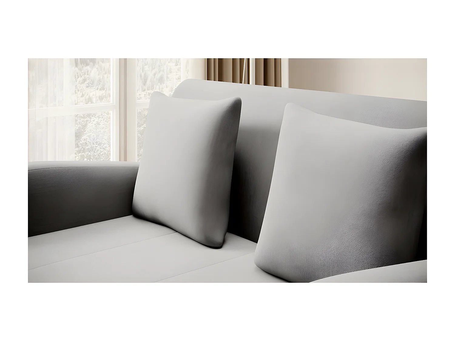 Joli canapé convertible avec rangement en velours gris, ARIEL