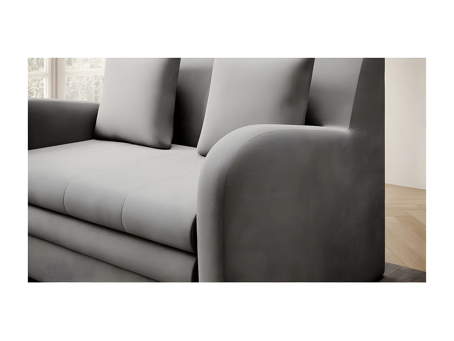 Grijze fluwelen slaapbank met opbergruimte en comfort, ARIEL