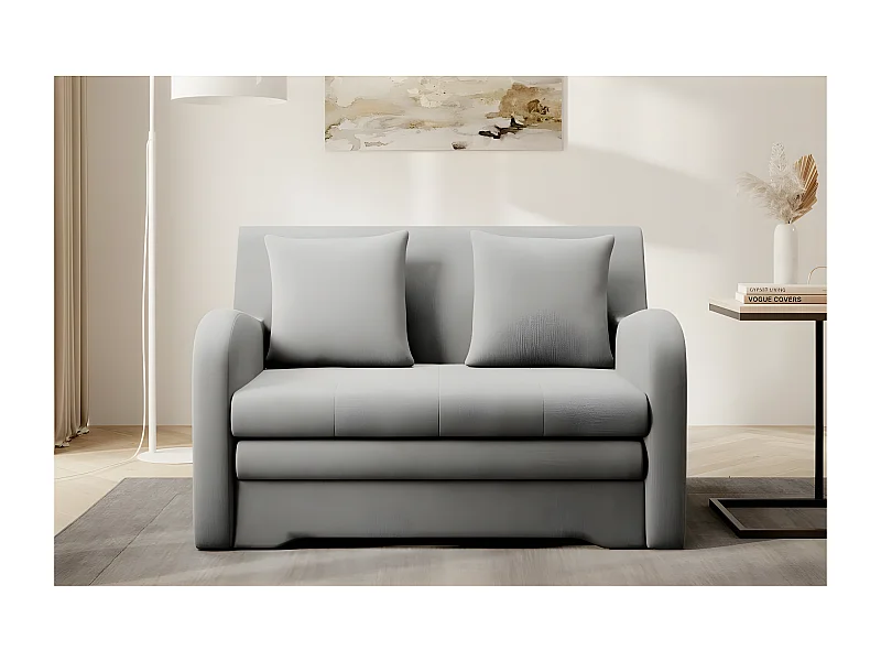 Joli canapé convertible avec rangement en velours gris, ARIEL