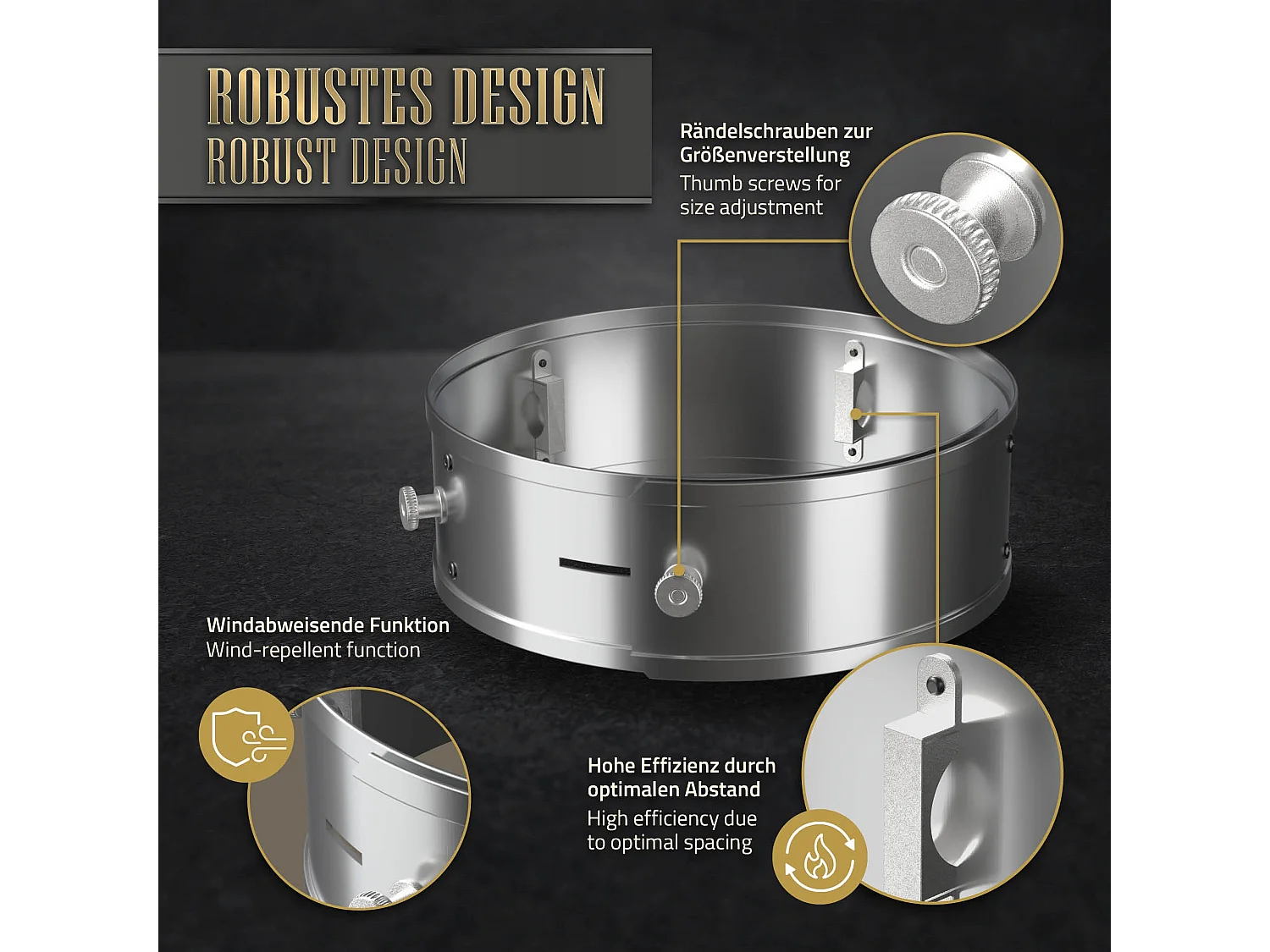 Anello di alimentazione per BBQ Rocket Stove Anello di fuoco in acciaio inox Ø 2