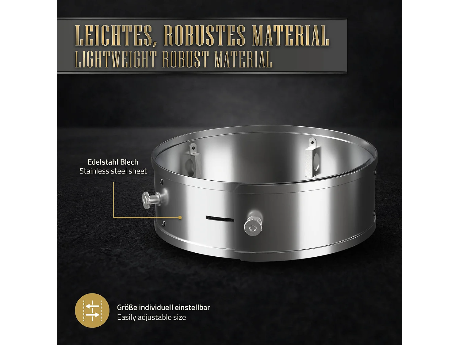 Anello di alimentazione per BBQ Rocket Stove Anello di fuoco in acciaio inox Ø 2