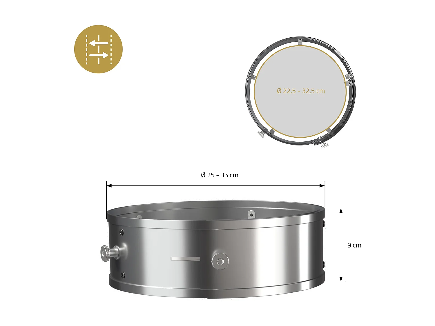 Anello di alimentazione per BBQ Rocket Stove Anello di fuoco in acciaio inox Ø 2