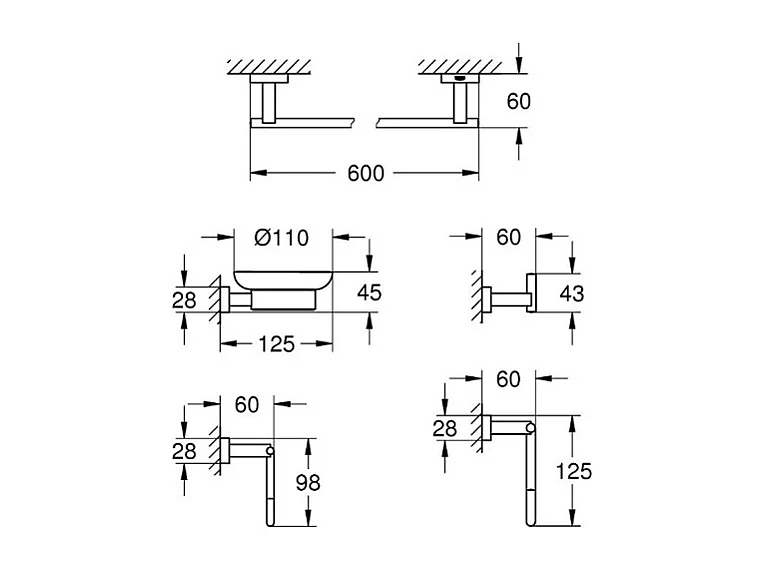 GROHE Set d'accessoires Essentials Cube 40758001, chrome