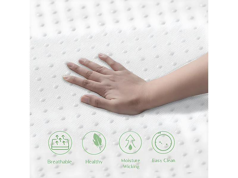 Matelas, couvre-lit avec particules antidérapantes et poignées certifié Oeko-Tex ergonomique respirant et durable dureté H3 90x200 cm