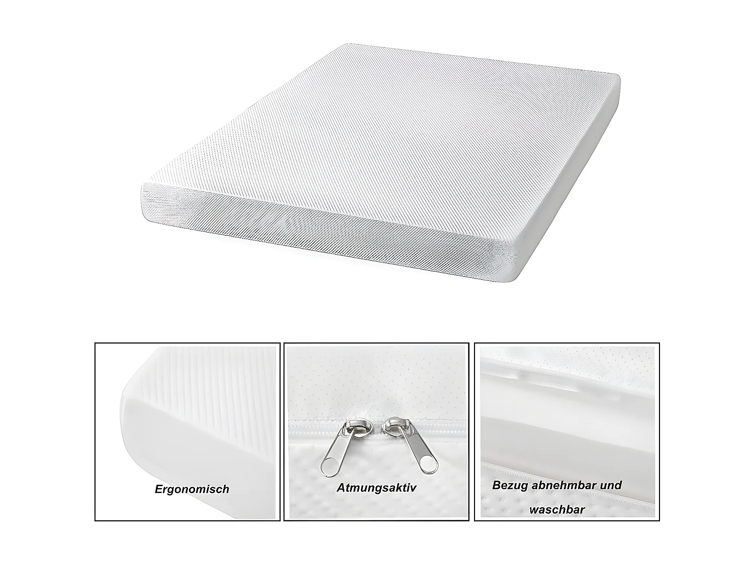 Matelas, couvre-lit avec particules antidérapantes et poignées certifié Oeko-Tex ergonomique respirant et durable dureté H3 140x200 cm