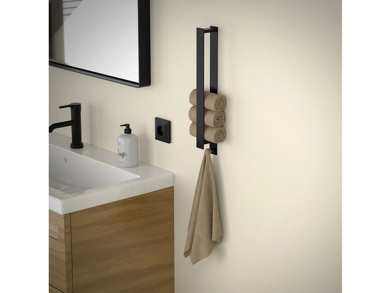Appendi Accappatoio Bagno Portasciugamani Da Muro 62cm Nero - Porta Asciugamani Acciaio Inossidabile SUS304 Accessorio Bagno 62 Cm - Foto 9