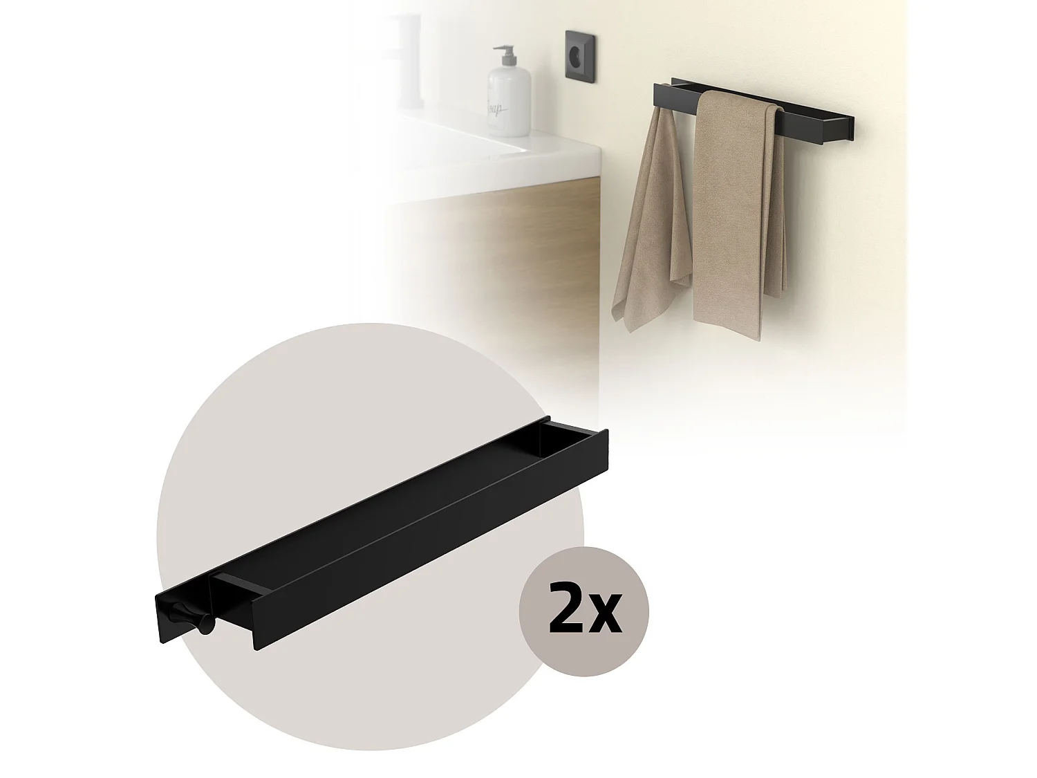 2 portasalviette senza foratura Portasalviette da bagno Supporto a muro in accia