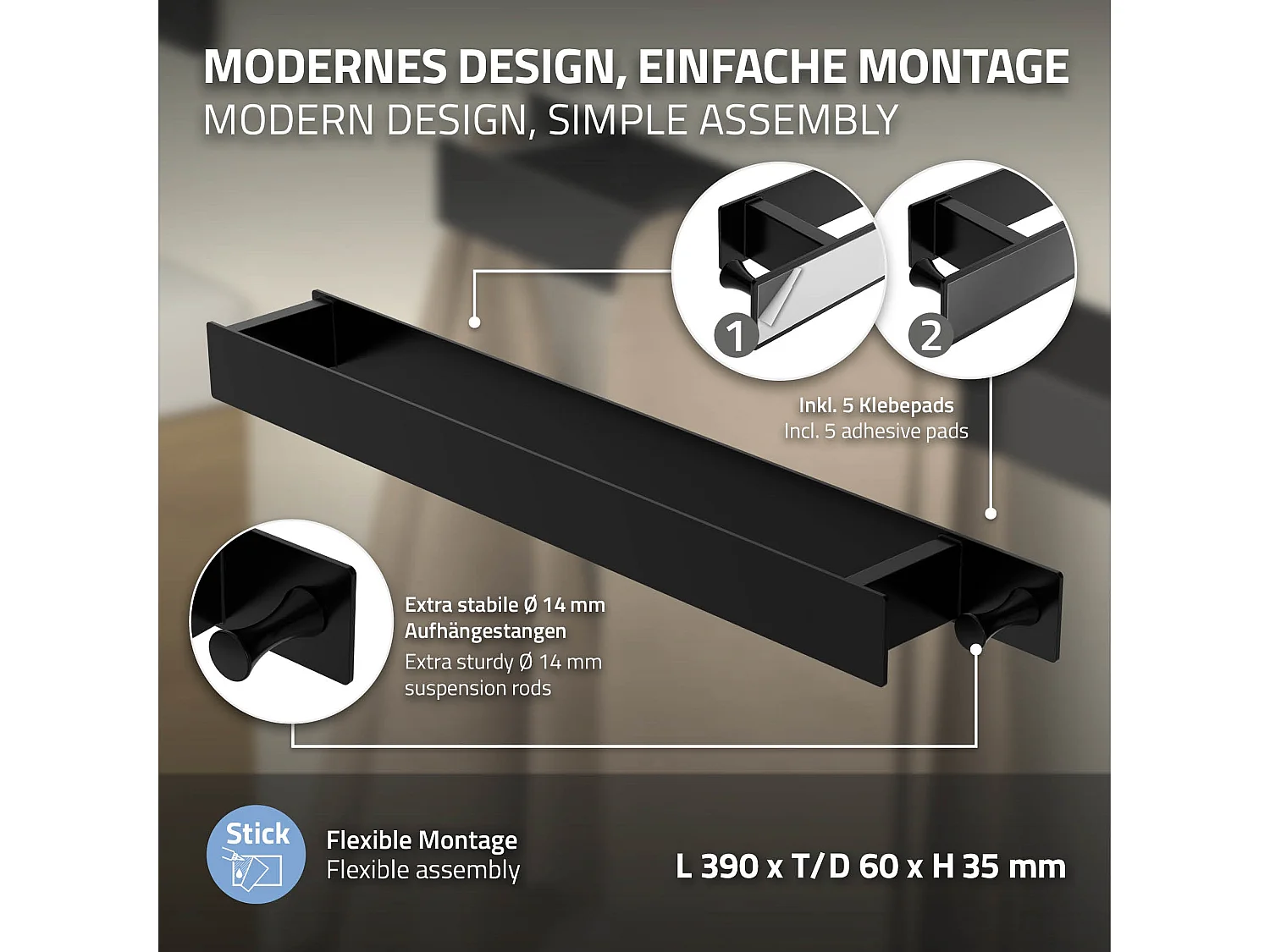 2 portasalviette senza foratura Portasalviette da bagno Supporto a muro in accia