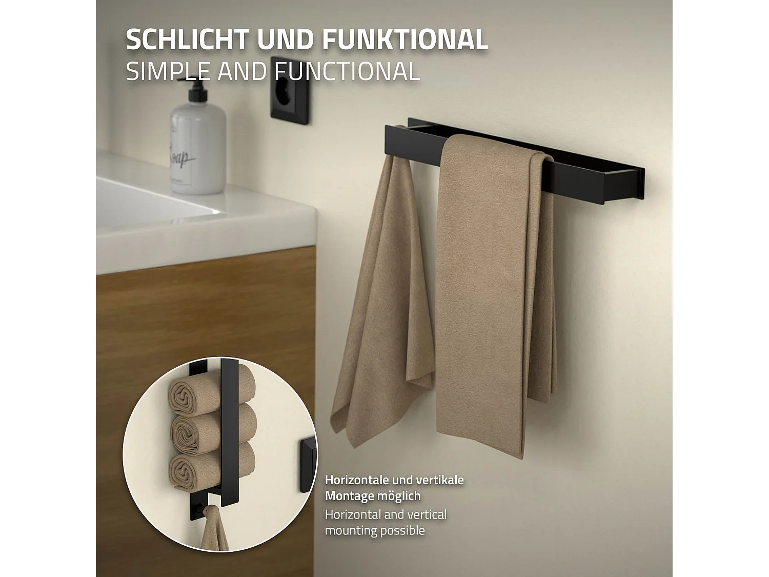 2 portasalviette senza foratura Portasalviette da bagno Supporto a muro in accia