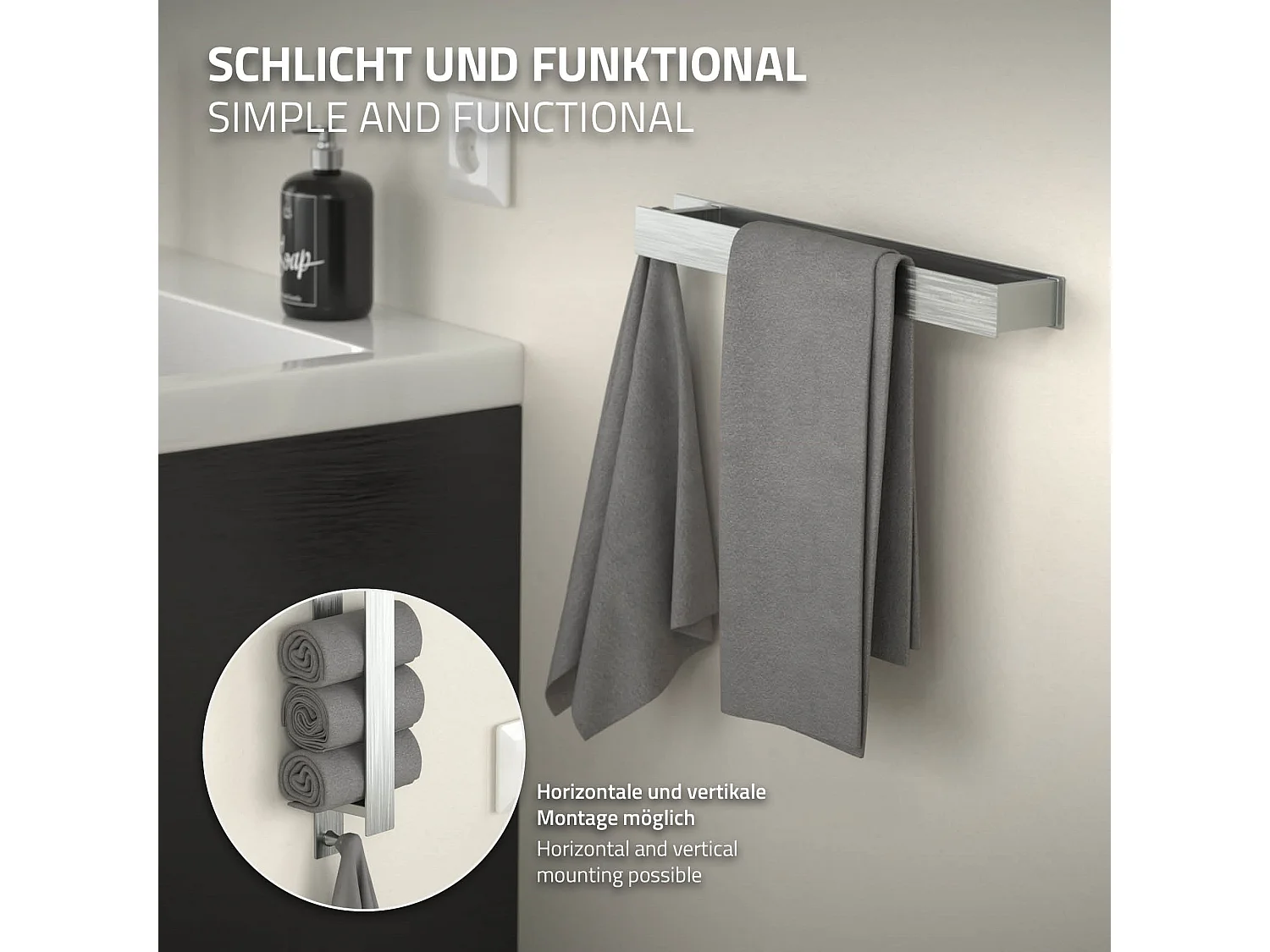 Lote de 2x Toalleros de Acero Inoxidable Plateado - Instalación Sin Taladrar - Diseño Moderno - Fácil de Instalar