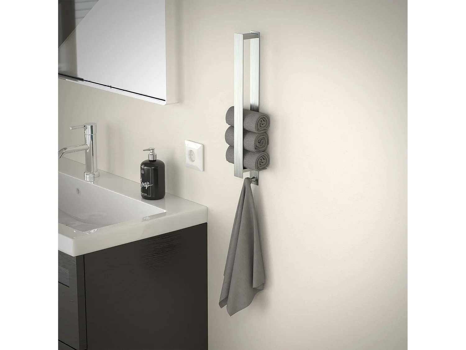 Lote de 2x Toalleros de Acero Inoxidable Plateado - Instalación Sin Taladrar - Diseño Moderno - Fácil de Instalar