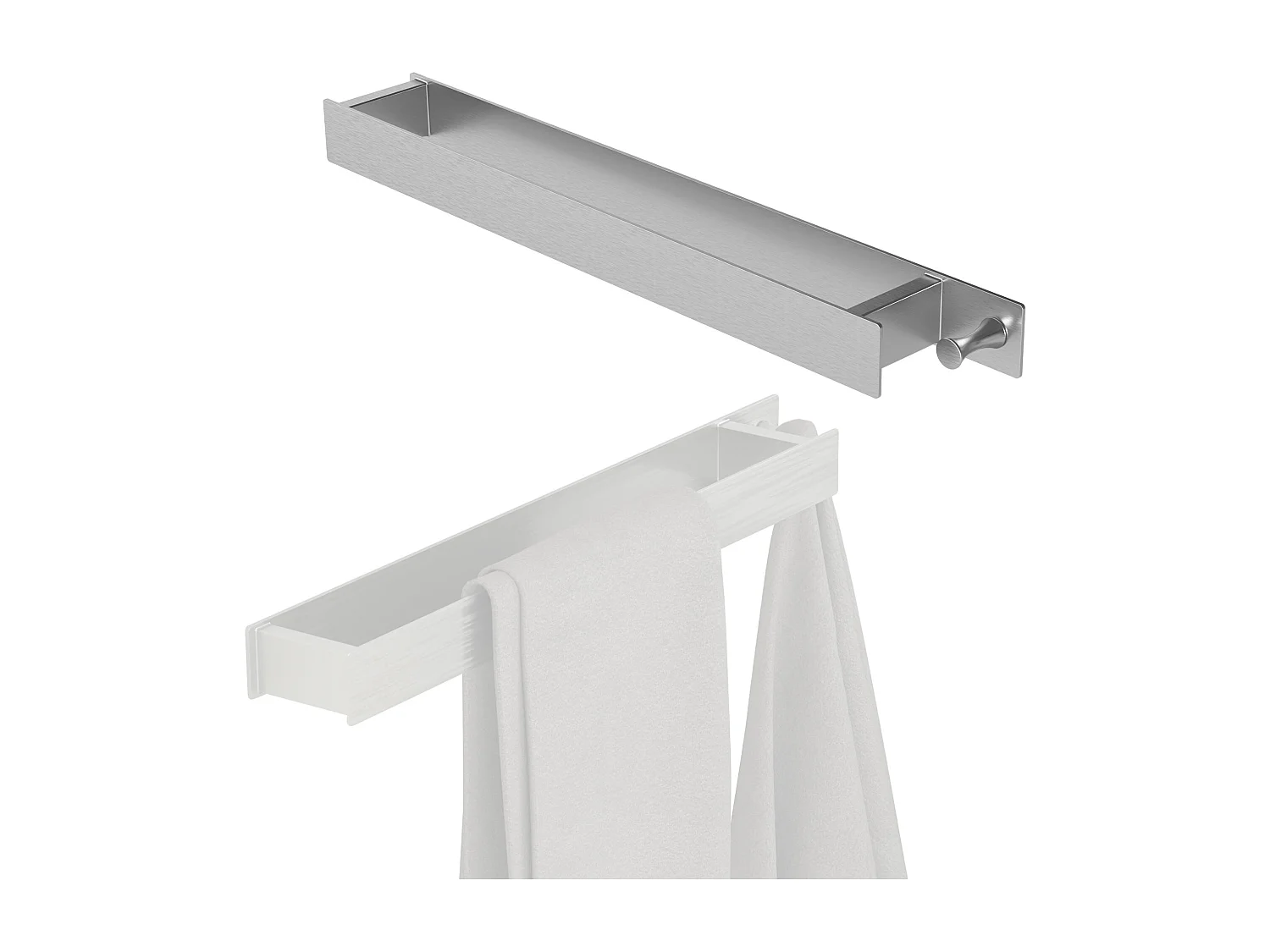 Lote de 2x Toalleros de Acero Inoxidable Plateado - Instalación Sin Taladrar - Diseño Moderno - Fácil de Instalar