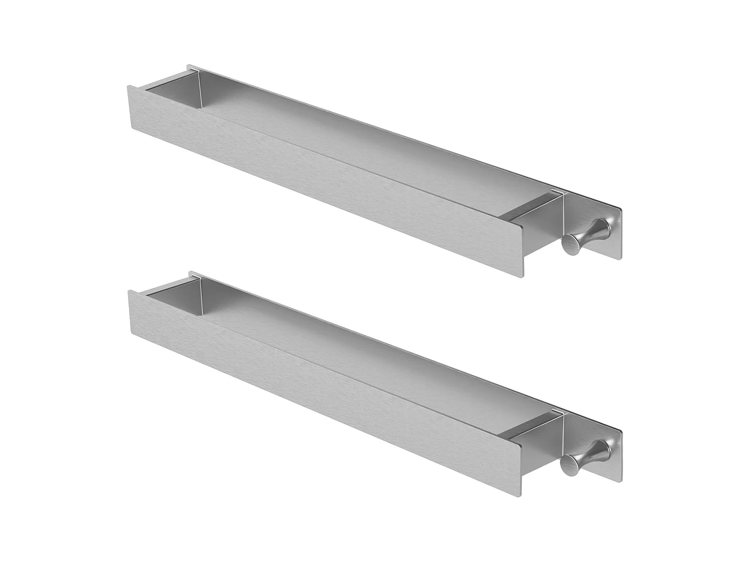 Lot de 2x porte-serviettes sans percer 42 cm argent salle de bain étagère murale