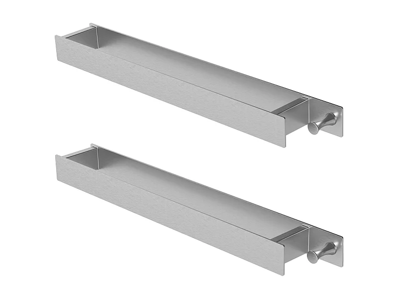 Set di 2x Portasciugamani in Acciaio Inossidabile Argento - Montaggio Senza Forare - Design Moderno - Facile da Installare