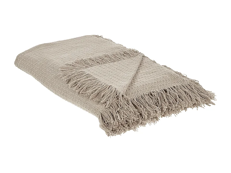 Tagesdecke Baumwolle grau taupe 220x240 cm mit Fransen modern Yerbent