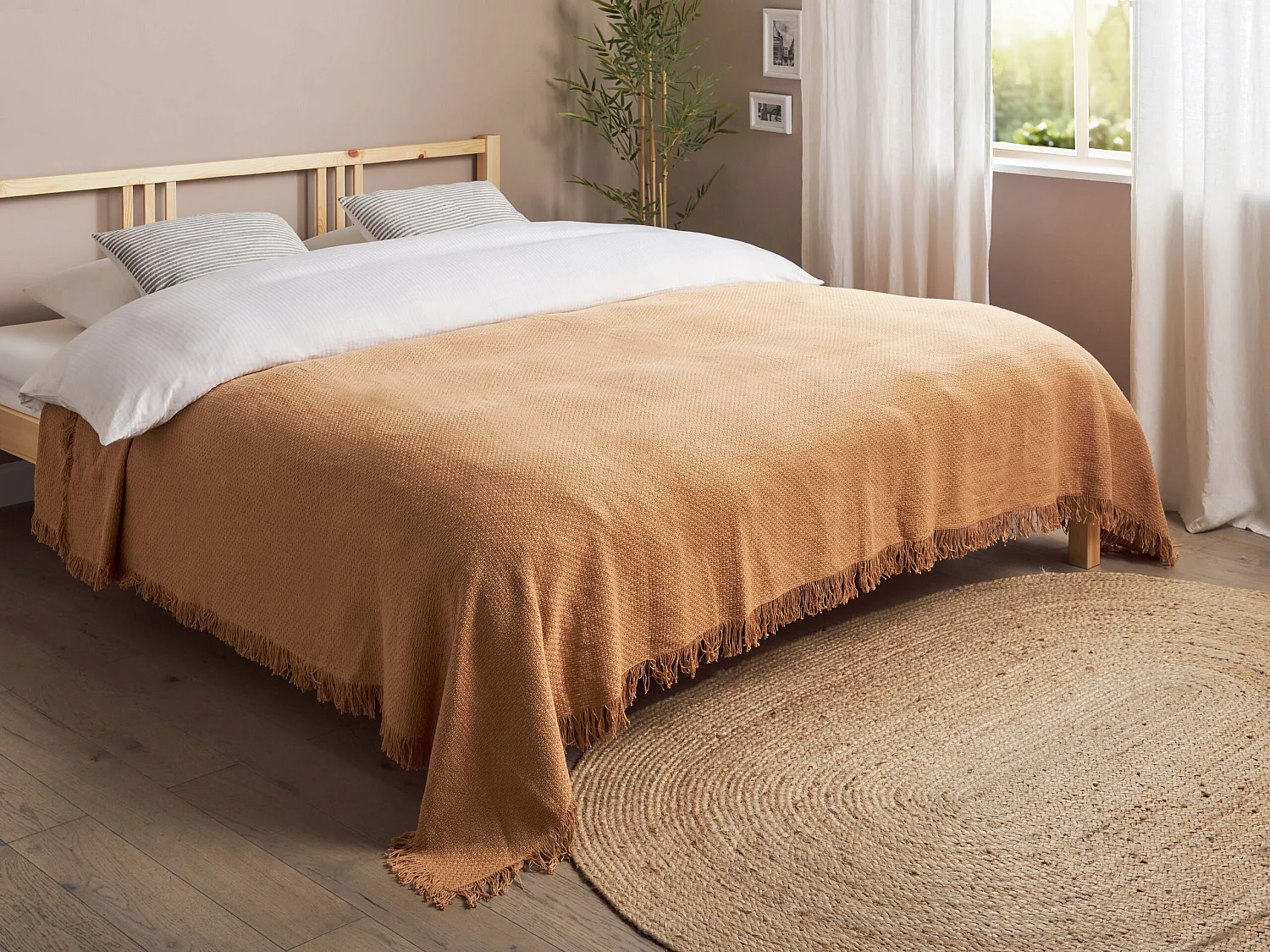 Couvre-lits YERBENT Coton 220 x 240 cm Marron doré