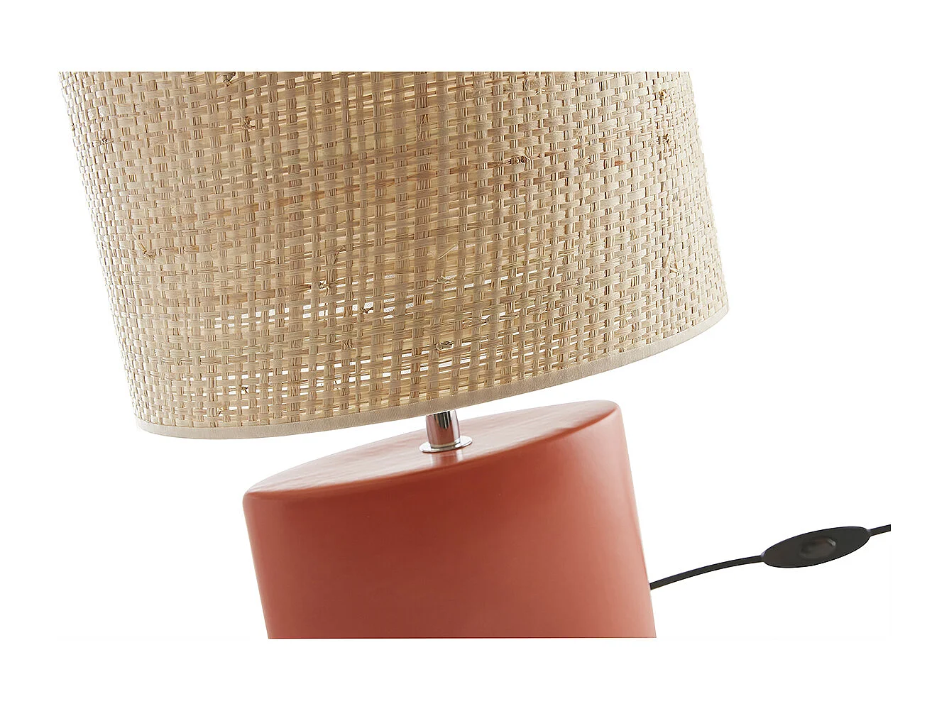 Lámpara de mesa de cerámica terracota mate con pantalla de rafia natural 40 cm TIGA