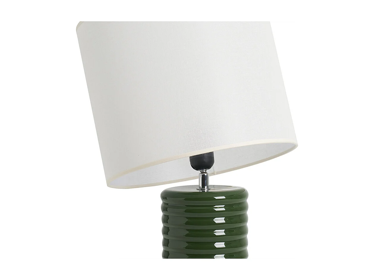 Lámpara de mesa de cerámica esmaltada verde oscuro con pantalla de color crudo 53 cm BERRO