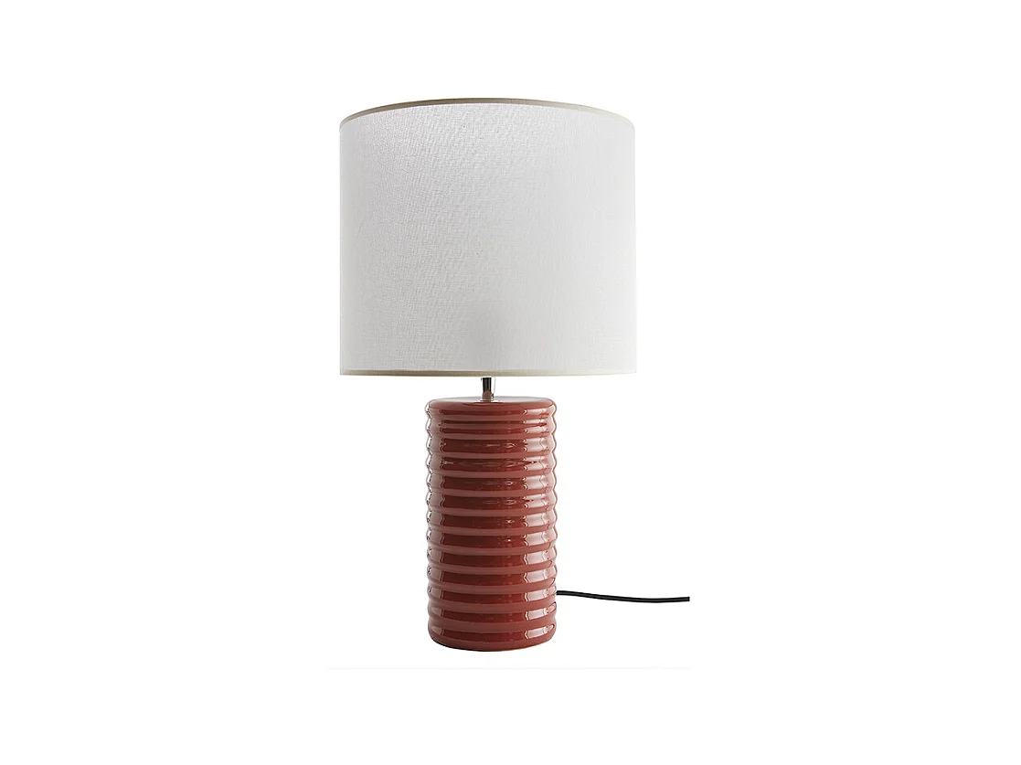 Lampada da tavolo in ceramica smaltata terracotta e paralume écru H53 cm BERRO