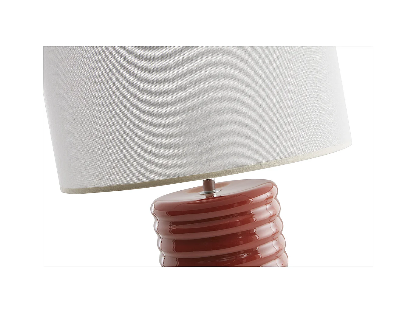 Lámpara de mesa de cerámica esmaltada terracota con pantalla de color crudo 53 cm BERRO