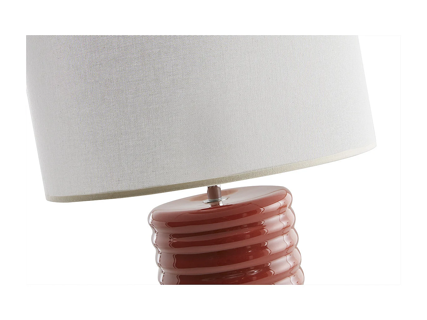 Tischleuchte aus emaillierter Keramik in Terracotta mit écrufarbenem Lampenschirm H53 cm BERRO