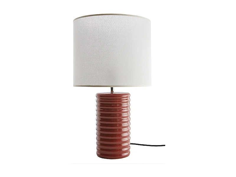 Lampe à poser en céramique émaillée terracotta et abat-jour écru H53 cm BERRO