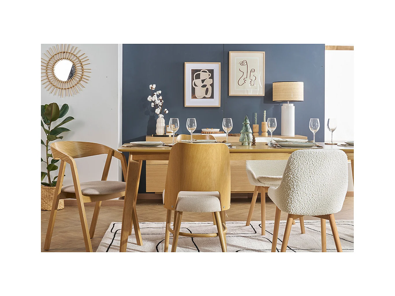 Lámpara de mesa de cerámica esmaltada blanca con pantalla de rafia natural 64 cm MAJES