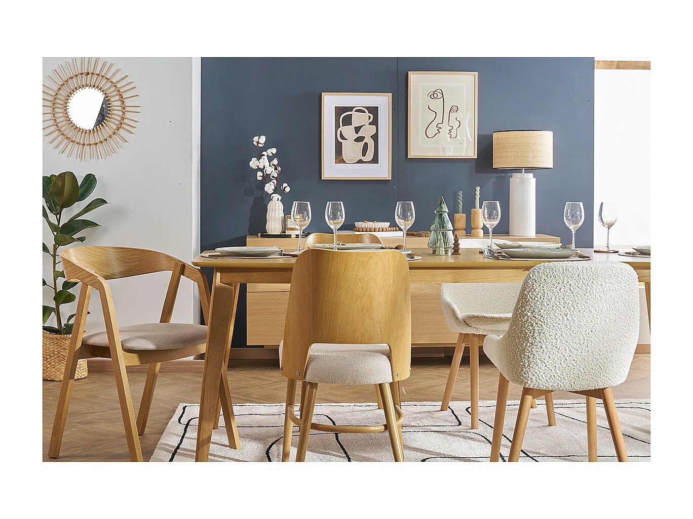 Lámpara de mesa de cerámica esmaltada blanca con pantalla de rafia natural 64 cm MAJES