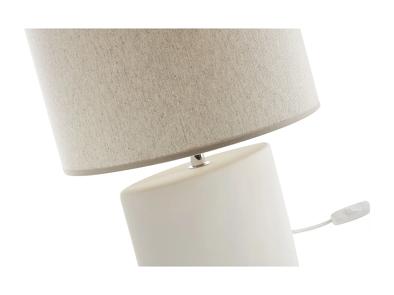 Lampe à poser en céramique blanc mat et abat-jour en lin naturel TIGA