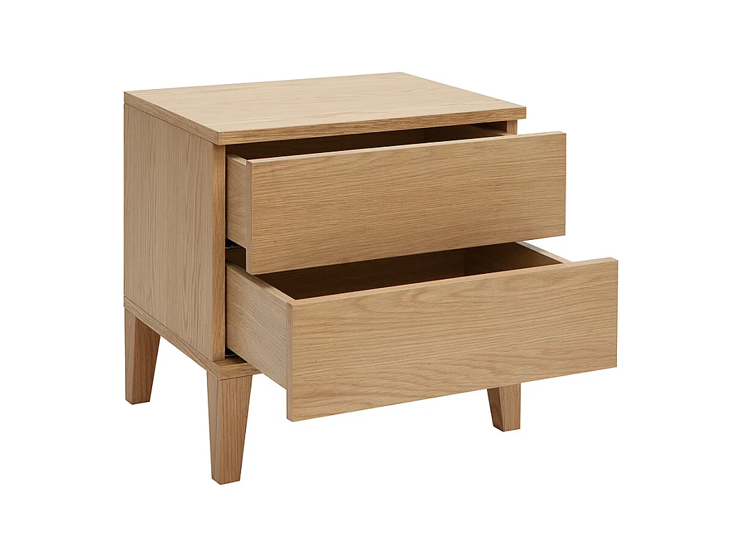 Table de chevet avec rangements 2 tiroirs scandinave bois clair chêne FREDDY