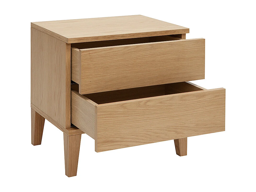 Table de chevet avec rangements 2 tiroirs scandinave bois clair chêne FREDDY