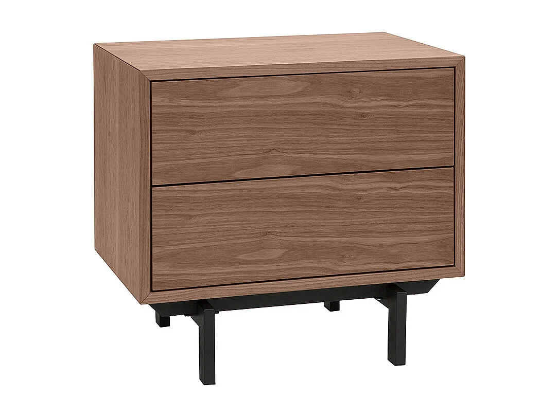 Mesilla de noche vintage de nogal y metal MANNY