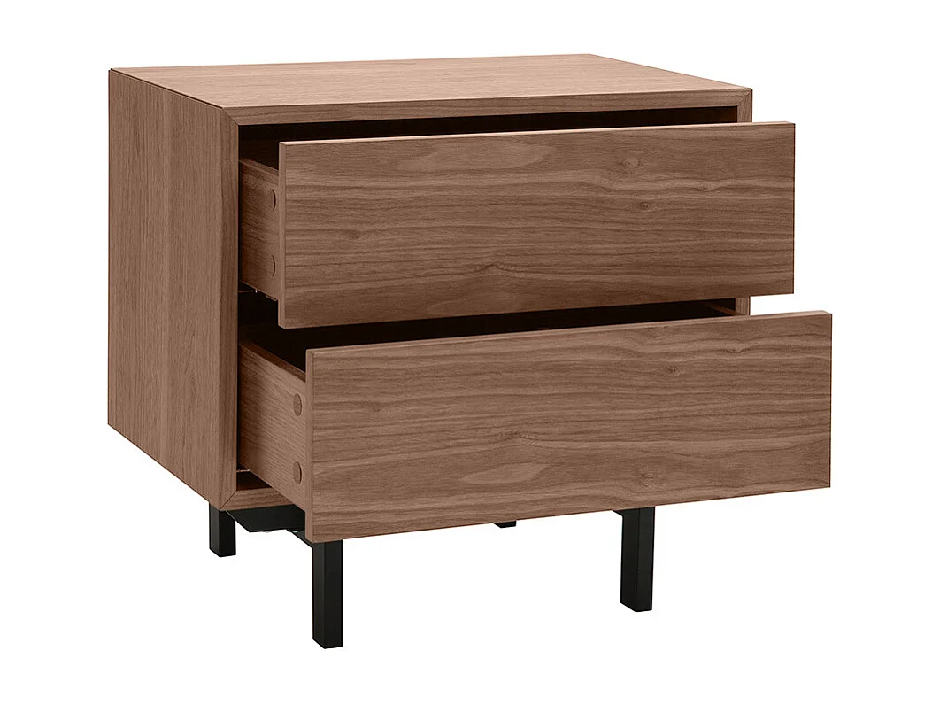 Mesilla de noche vintage de nogal y metal MANNY