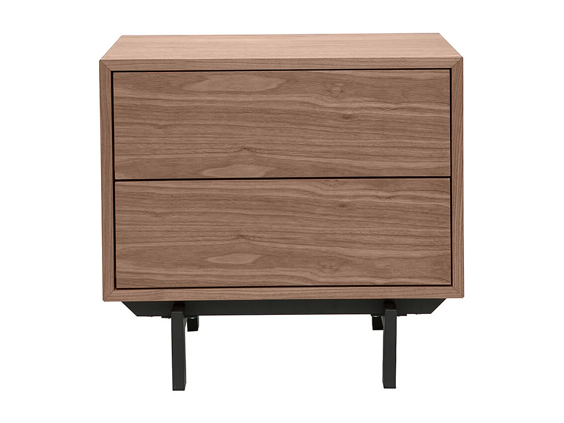 Table de chevet vintage bois foncé noyer et métal MANNY