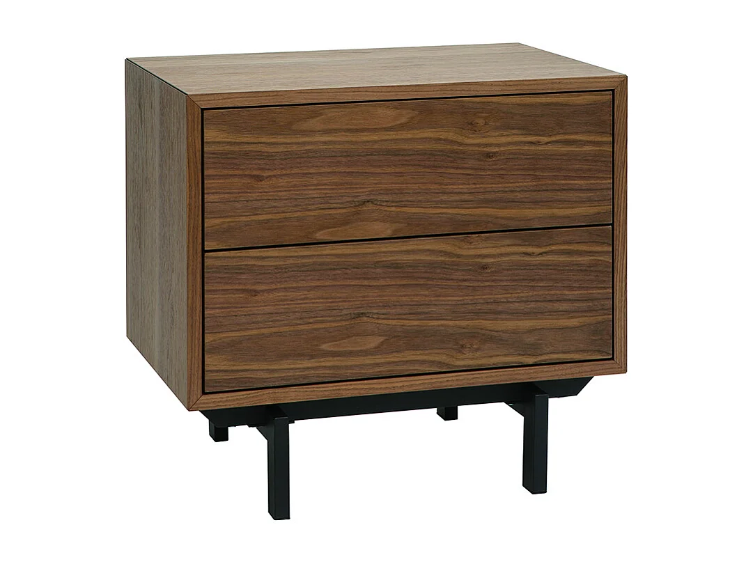 Table de chevet vintage bois foncé noyer et métal MANNY