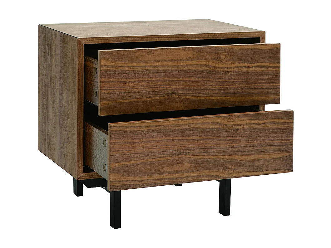 Table de chevet vintage bois foncé noyer et métal MANNY