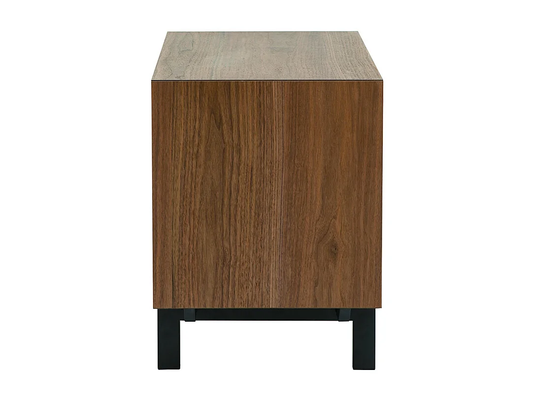 Table de chevet vintage bois foncé noyer et métal MANNY