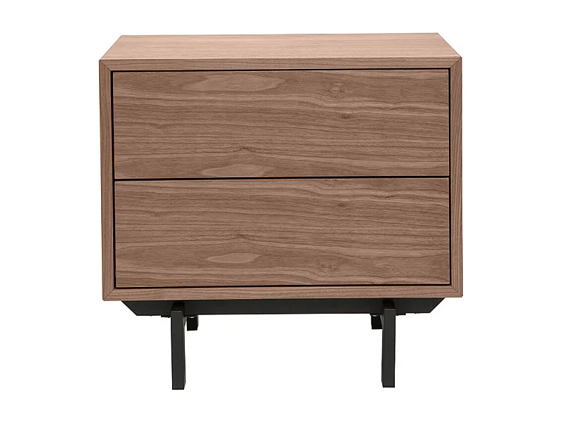 Table de chevet vintage bois foncé noyer et métal MANNY