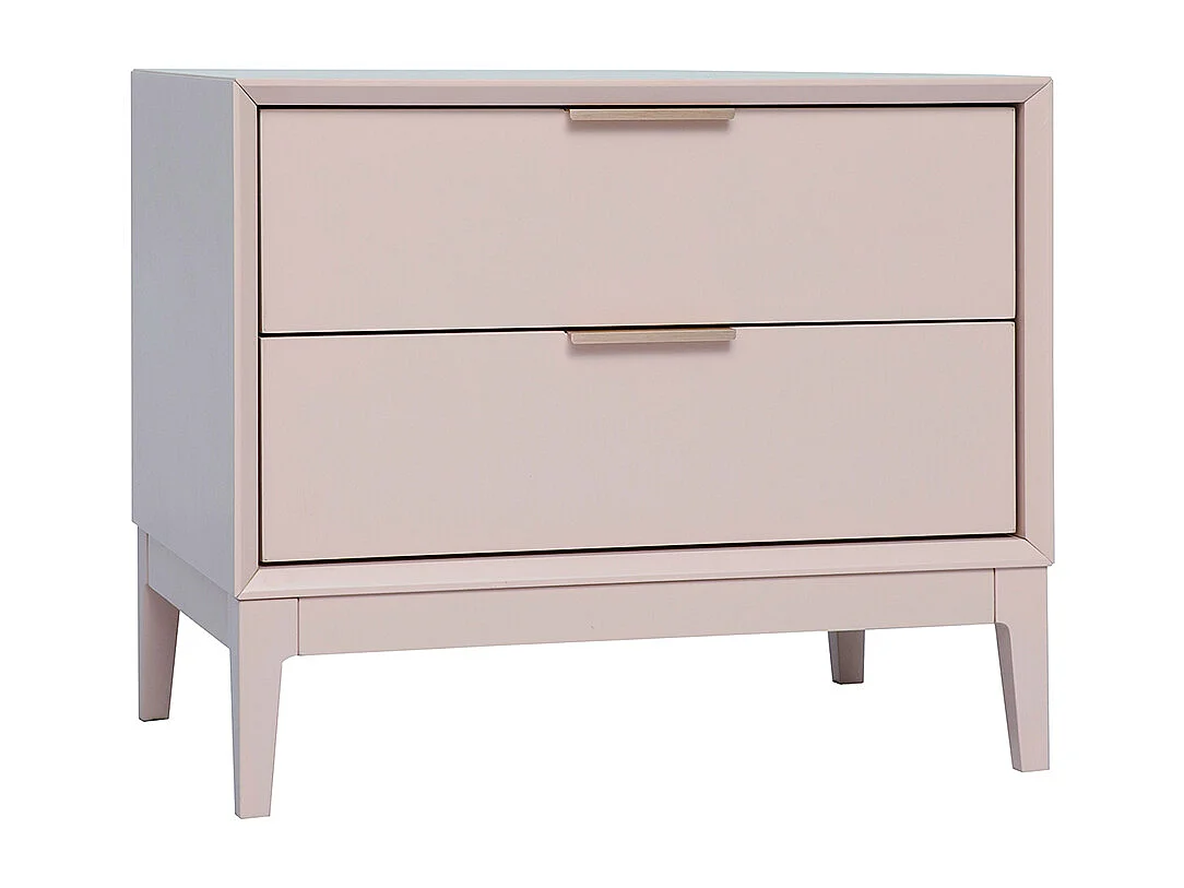 Table de chevet rose poudré et métal doré avec rangements GIANA