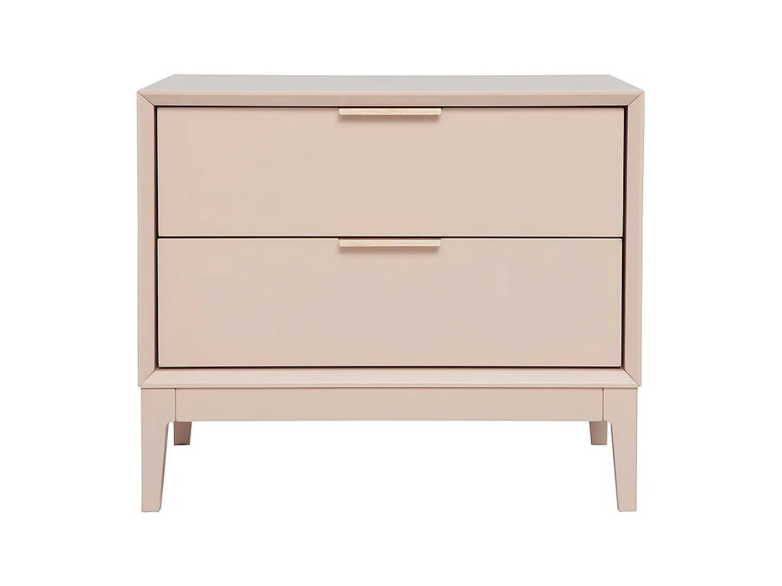 Table de chevet rose poudré et métal doré avec rangements GIANA